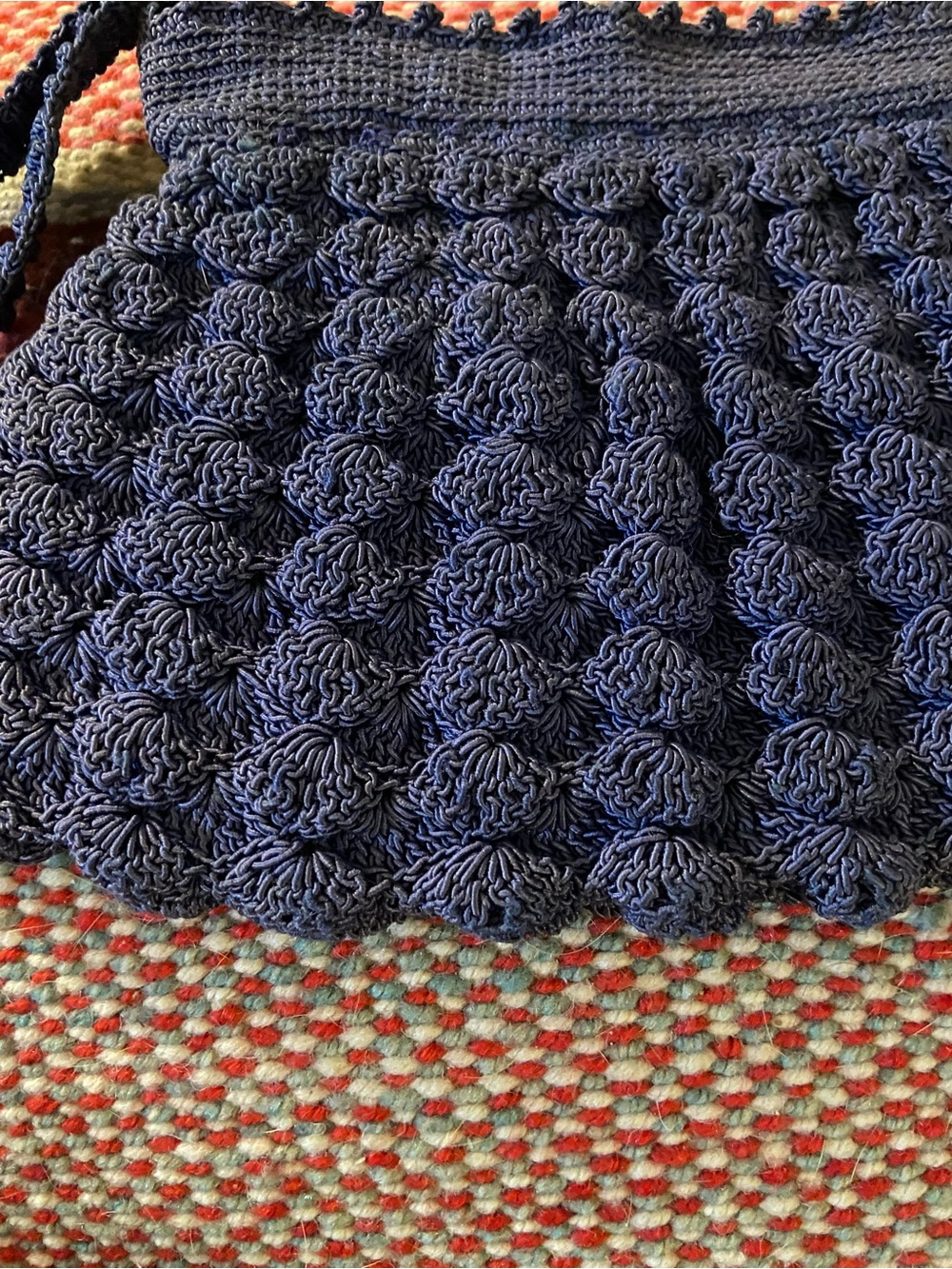 Vintage Navy Blue Crochet Wristlet Clutch - Picture 2 of 4
